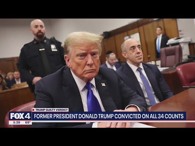 ⁣Donald Trump found guilty on all 34 counts in hush-money case