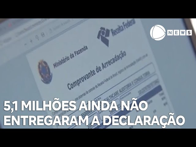 ⁣Cerca de 5,1 milhões de pessoas ainda não entregaram a declaração do Imposto de Renda