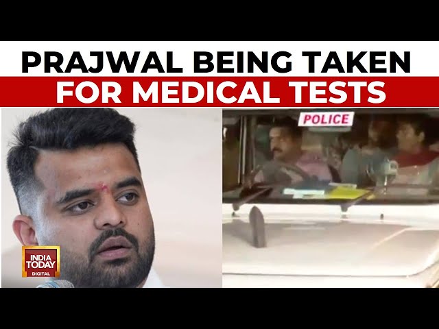 ⁣Prajwal Revanna Being Taken For Medical Tests, Massive Security Outside Bengaluru Hospital