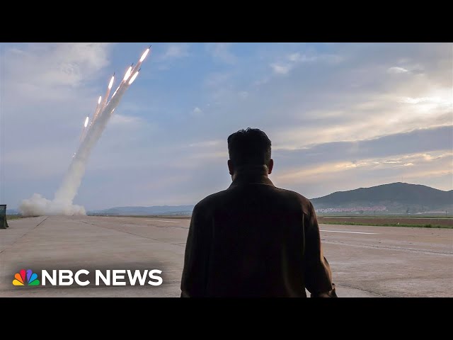 ⁣Video shows North Korea's Kim Jong Un watching multiple rocket launcher drill