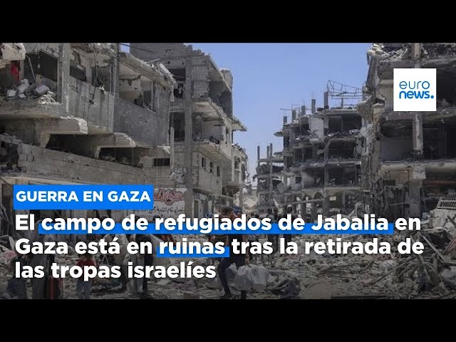 ⁣El campo de refugiados de Jabalia en Gaza está en ruinas tras la retirada de las tropas israelíes