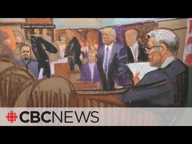 ⁣Courtroom artist captures historic Trump trial