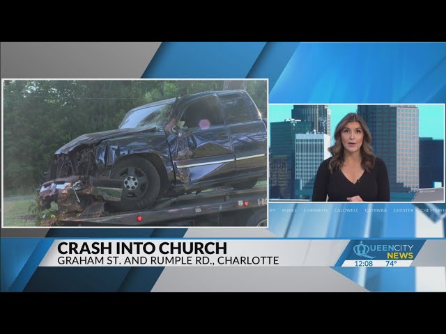 ⁣Stolen vehicle crashes into church after pursuit: CMPD