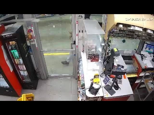 ⁣Random stabbing caught on surveillance video