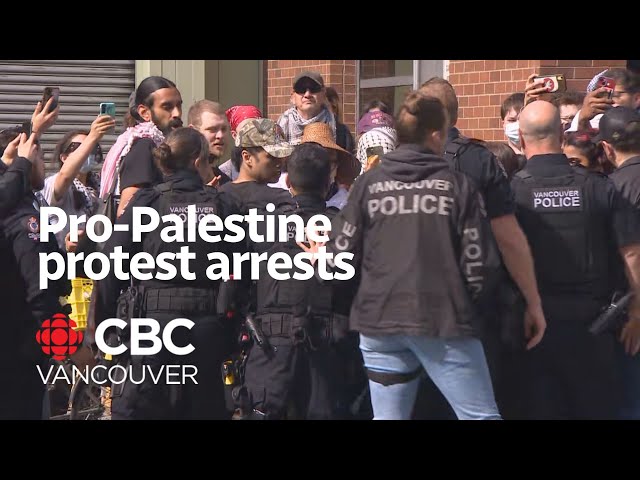 ⁣14 arrested in pro-Palestinian protest in East Vancouver