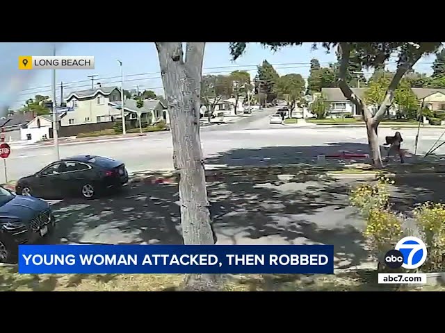 ⁣Video shows violent attack during robbery near bus stop in Long Beach