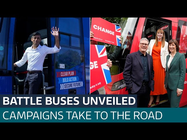⁣Parties' pledges target growth and funding as campaign buses unveiled | ITV News