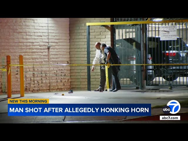 ⁣Man shot by upset tenant for honking his horn non-stop in Encino parking garage, police say