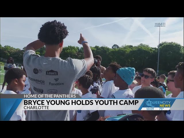 ⁣Panthers' QB Bryce Young holds youth camp