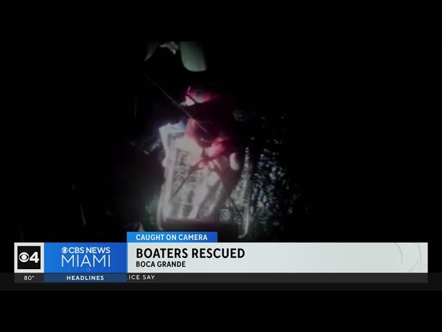 ⁣Caught on camera: U.S. Coast Guard rescues boaters off coast of Boca Grande