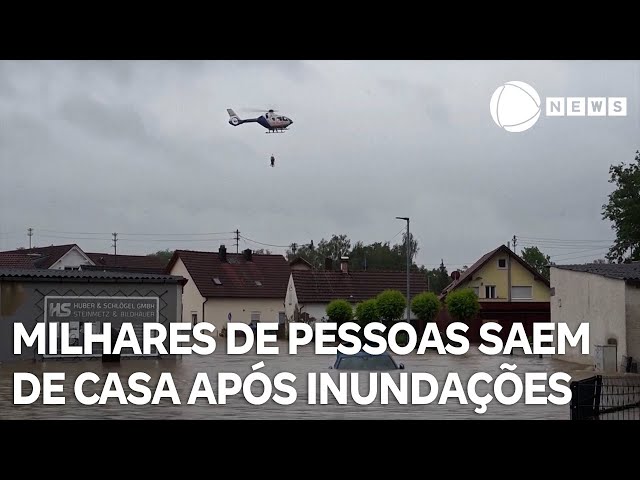 ⁣Milhares de pessoas saem de casa após inundações na Alemanha