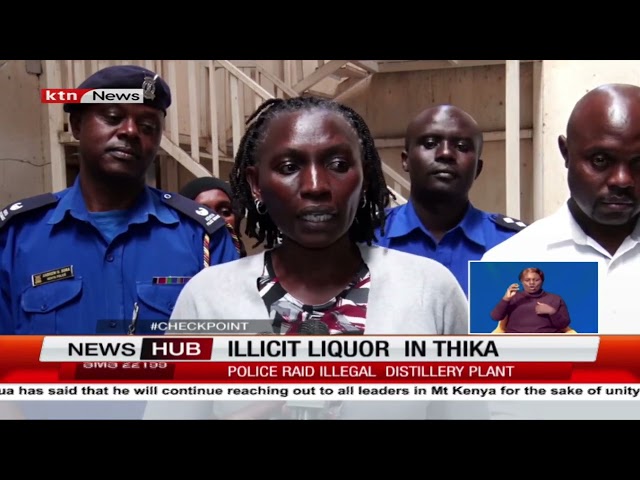 ⁣Police raid and recover illicit brew from an illegal distiller in Thika