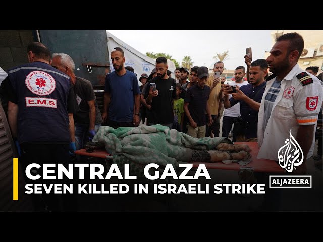 ⁣At least seven people killed in a drone strike on a car in central Gaza