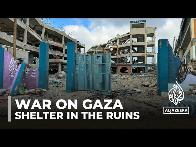 Displaced Palestinians struggling to find shelter in the ruins of Gaza