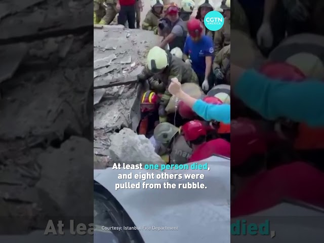 ⁣Building collapses in Istanbul