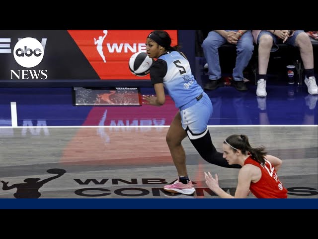 ⁣Caitlin Clark and Angel Reese face off on the WNBA stage