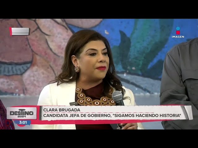 ⁣Acompaña por integrantes de su campaña llegó Clara Brugada a emitir su voto