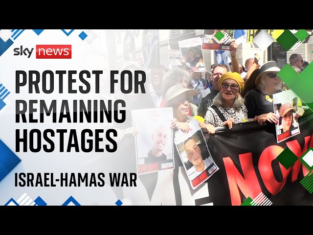 ⁣Protesters in London call for release of Israeli hostages kidnapped in October
