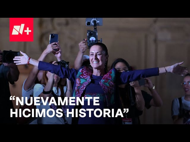 ⁣Claudia Sheinbaum celebra triunfo en el Zócalo de la CDMX - N+