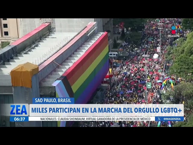 ⁣Miles participan en la marcha del orgullo LGBTQ+ en São Paulo, Brasil