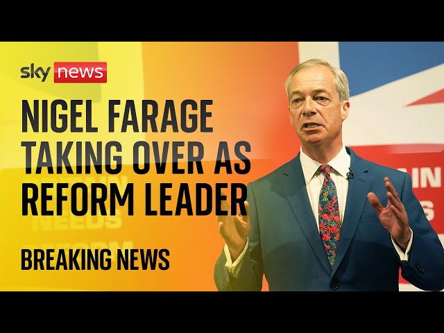 ⁣Nigel Farage taking over as Reform UK leader