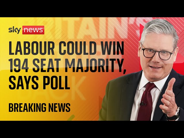 ⁣Watch live: Labour could be set for biggest majority in 100 years, says YouGov poll