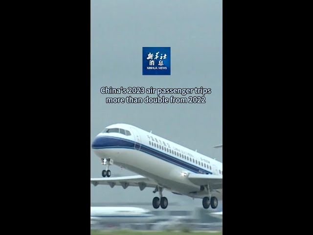 ⁣Xinhua News | China's 2023 air passenger trips more than double from 2022