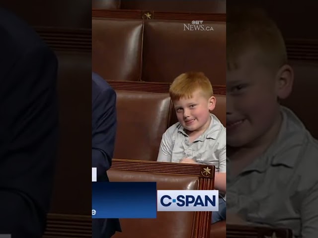 ⁣Rep John Rose's son makes silly faces at camera during dad's remarks on House floor