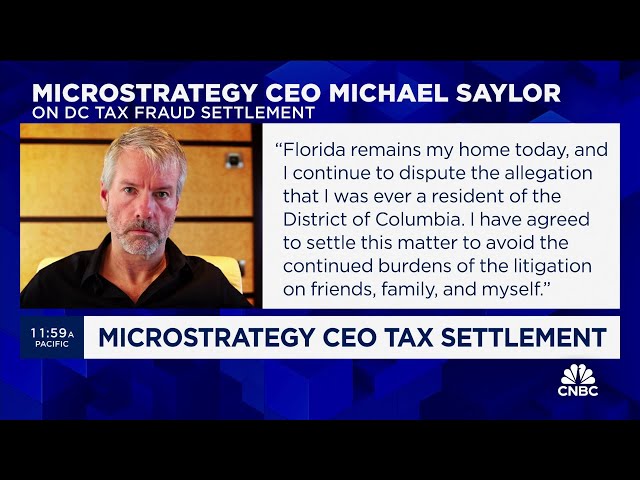 ⁣Billionaire bitcoin investor Michael Saylor settles DC tax fraud case for $40 million