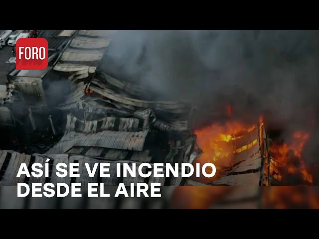 ⁣Incendio en fábrica de plástico en Ecatepec: Así se ve desde el aire - Las Noticias