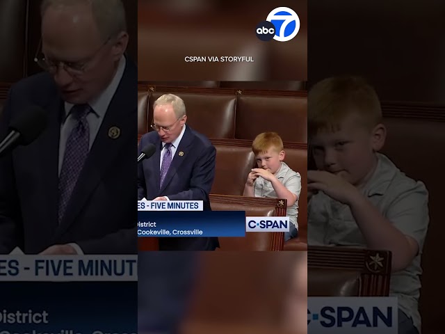 ⁣Congressman's son pulls silly faces during dad's speech on House floor