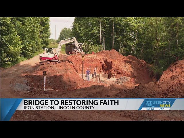 ⁣Iron Station families see work begin on new concrete bridge