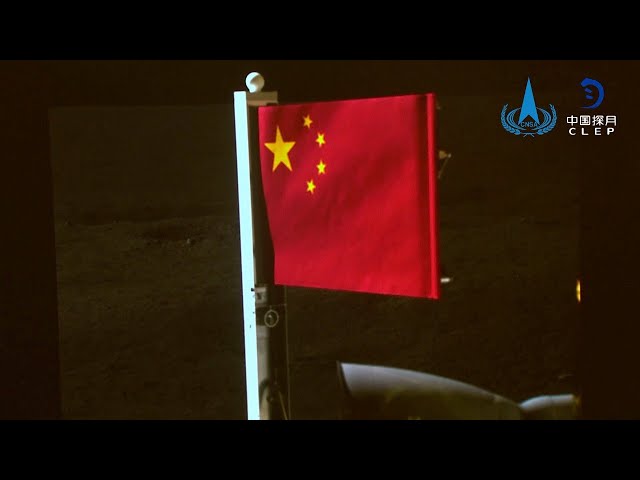⁣Raising the flag! Chang'e-6 probe unfurls Chinese flag on moon's far side