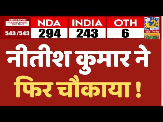 ⁣नीतीश कुमार ने फिर चौकाया ! Election Results 2024| Lok Sabha Election Results LIVE I News24 LIVE