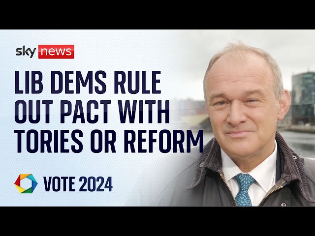 ⁣Liberal Democrat leader Sir Ed Davey rules out pact with Tories or Reform | Election 2024