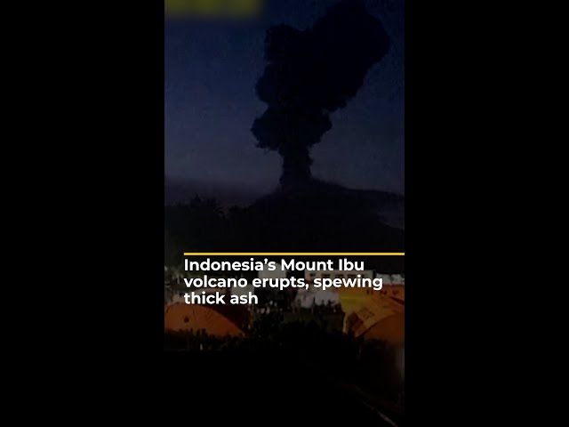 ⁣Indonesia's Mount Ibu volcano erupts again, spewing thick ash | AJ #shorts