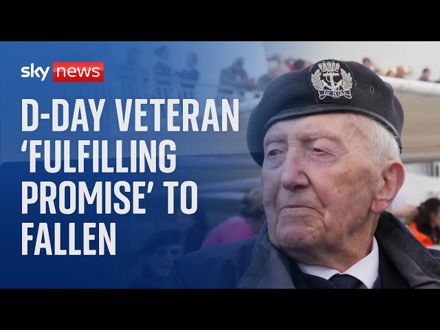 ⁣D-Day 80th Anniversary: Veteran 'fulfilling promise' to dozens who died in torpedo attack