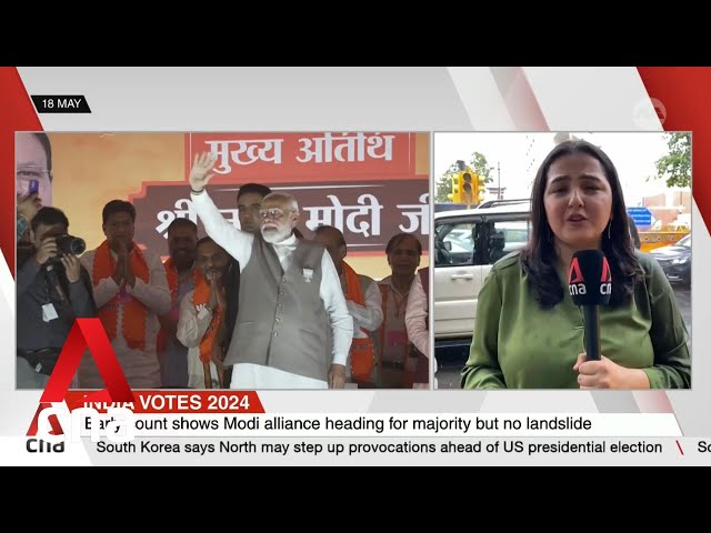 ⁣India election: Modi set to win with reduced majority