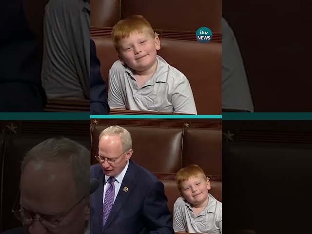 ⁣Congressman’s son makes faces during his dad’s speech
