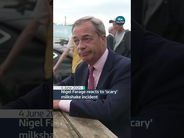 ⁣Nigel Farage reacts to ‘scary’ milkshake incident #itvnews