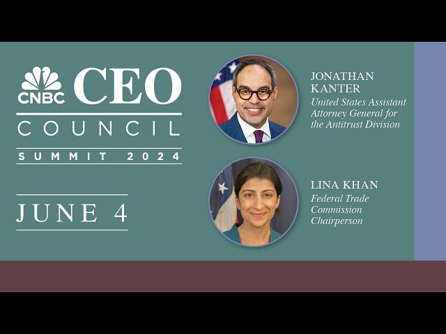 ⁣FTC’s Lina Khan and DOJ’s Jonathan Kanter at the CNBC CEO Council Summit — 6/4/2024