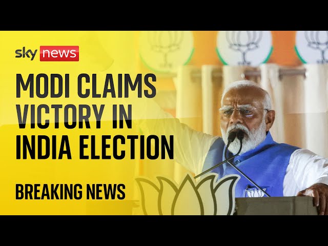 ⁣India election: Narendra Modi claims victory for his coalition - but party likely short of majority