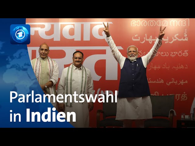 ⁣Modi erklärt Sieg seiner Partei bei indischer Parlamentswahl