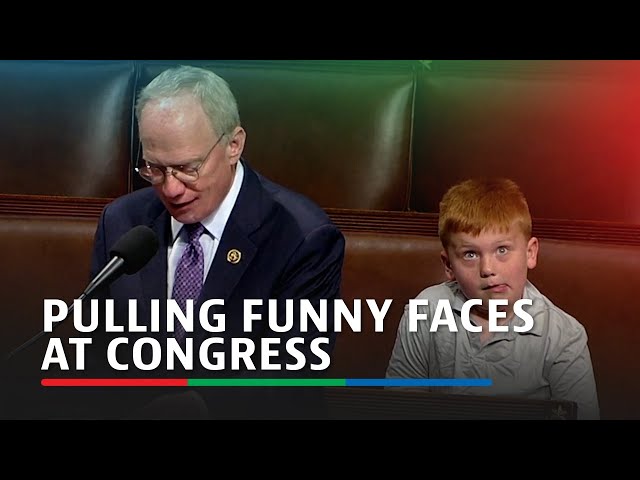 ⁣Congressman's son pulls funny faces during House speech on Trump