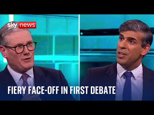 ⁣Rishi Sunak and Keir Starmer go head to head in first general election debate