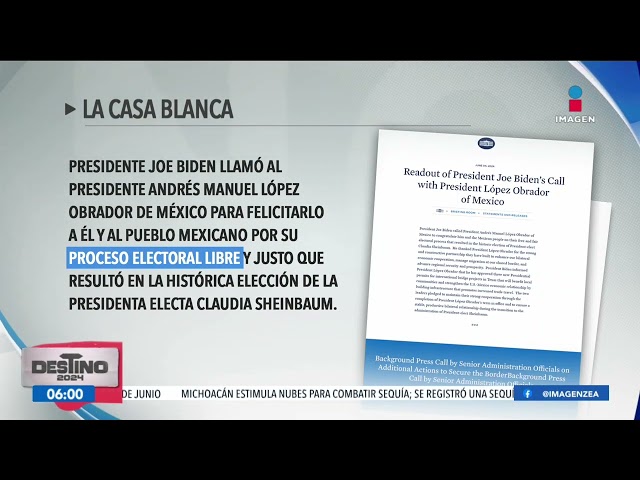 ⁣Joe Biden felicita a López Obrador y a México por el proceso electoral