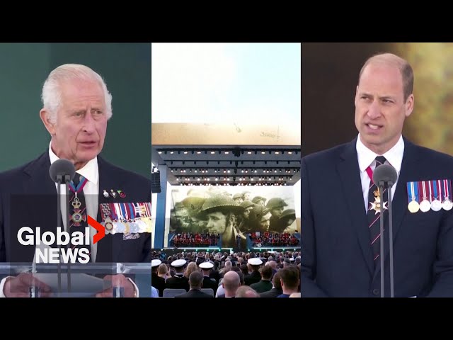 ⁣D-Day: King Charles and Prince William pay tribute to UK's WWII veterans