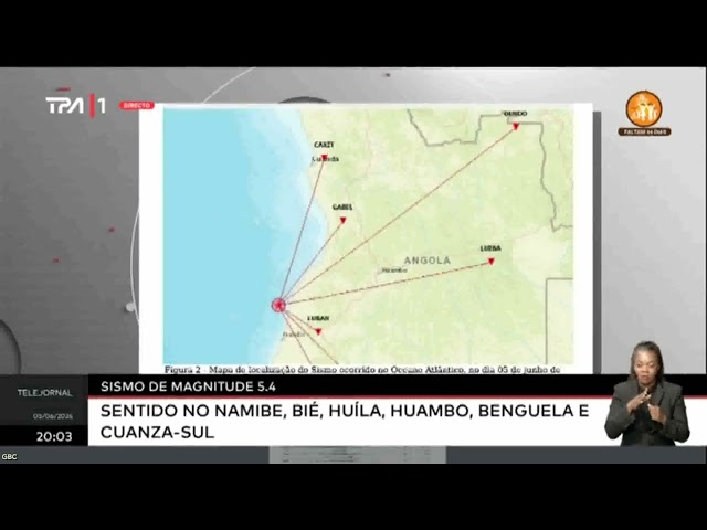 ⁣Sismo de Magnitude 5,4 sentido no Namibe, Bié, Huambo, Benguela e Cuanza-Sul