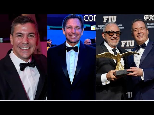 ⁣Gobernador DeSantis, presidente Peña, de Paraguay, y Emilio Estefan reciben Premio de FIU en Miami