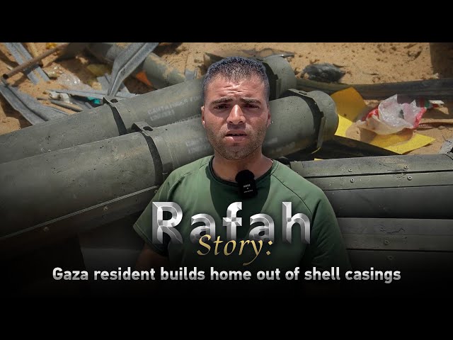 ⁣Rafah Story: Gaza resident builds home out of shell casings